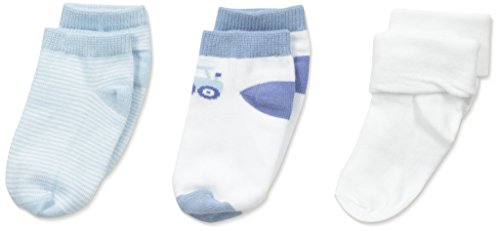 Country Kids Baby-Boys Newborn Digger Truck Socks 3 Pairs, Baby Blue/White, 3-12 Months