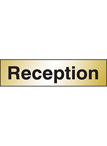 Caledonia Signs 59060 Reception Label, Engraved Brass Effect Pvc, 140 mm x 35 mm