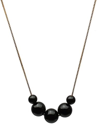 Black Onyx Stone Station 18k Gold-Flashed Sterling Silver Box Chain Necklace 20"+2"