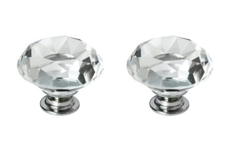 MACHSWON 2 PCS 40mm Transparent Crystal Cabinet Door Knobs Cupboard Dresser Drawer Pull Handles with M4*22mm Screws