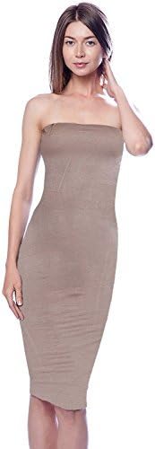 DNA Couture Women's Basic Strapless Bodycon Mini Tube Dress Large Taupe