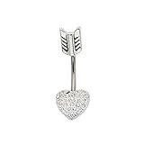 Belly Button Ring Navel Split Heart Arrow 316l Surgical Steel Body Jewelry