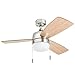 Honeywell Ceiling Fans Barcadero Modern 44 Inch Ceiling Fan with Light, Pull Chain LED Indoor Fan with 3 Blades, Maple and Brown Maple Blade Finish Options, Brushed Nickel (50616-01)