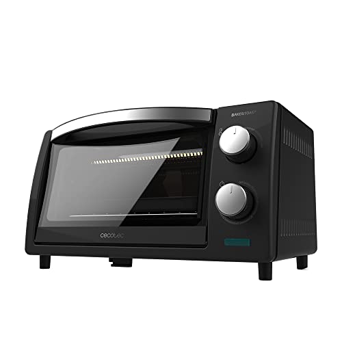 Cecotec Forno da tavolo tostapane da 10 L Bake&Toast 1000 Black. 800 W, multifunzione, porta a doppio vetro, finiture in acciaio inox