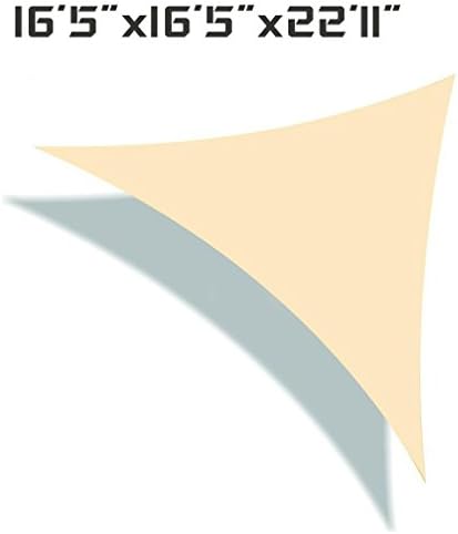 UNICOOL 16'5" X 16'5" X 22'11" Right Triangle Sun Shade Sail UV Block For Outdoor Garden Patio Sunscreen Awning Canopy Cream