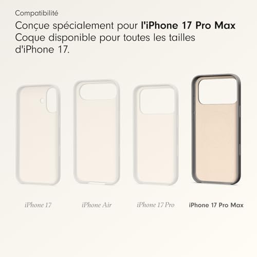 Coque pour iPhone 17 Pro Max équipée MagSafe avec Commande de l'appareil Photo, Fini Mat, Doublure en Tissu Microfibre - Gris Granite