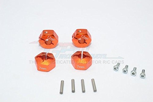 Traxxas Ford GT 4-Tec 2.0 (83056-4) Upgrade Parts Aluminum Hex Adapters 7mm Thick - 4Pc Set Orange