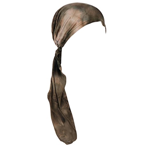 SUKEQ Stretch Pre-Tied Chemo Hat Beanie Cap Turban Headwear Long Hair Headwrap Scarves for Cancer (Khaki) - Thumbnail 2
