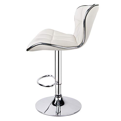 Leopard Shell Back Adjustable Swivel Bar Stools, PU Leather Padded with