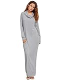 Verdusa Women's Casual Long Sleeve Cowl Neck Loose Pocket Shift Long Maxi Dress