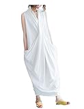 QA3 Women Long Maxi Dress 100% Cotton Crossing Front Big Pocket Elegant Lady
