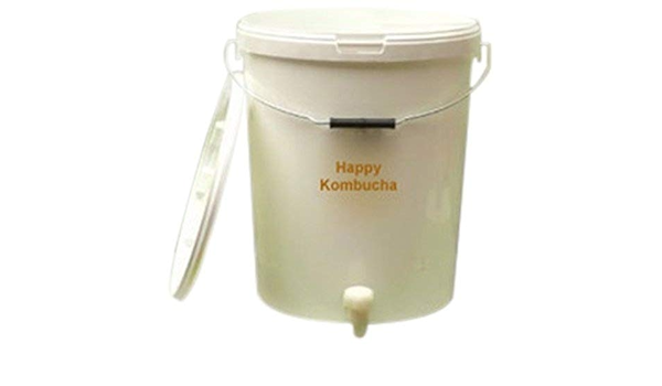 Happy Kombucha - Contenedor para preparar kombucha (5 L, con tapa, plástico)