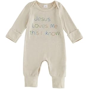 Newborn Coming Home Outfit Boy Girl Jumpsuit Romper with Mitten Cuff | Baby Hospital Outfit, Jesus Loves Me Jumpsuit, Infant