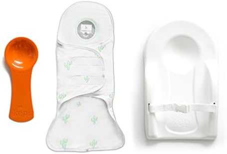 Kozy Starter Kit - By: Kepi - Swaddle Blanket - Support Swaddle - Baby Lounger - 0-3 months (Mint Cactus + White Dock)