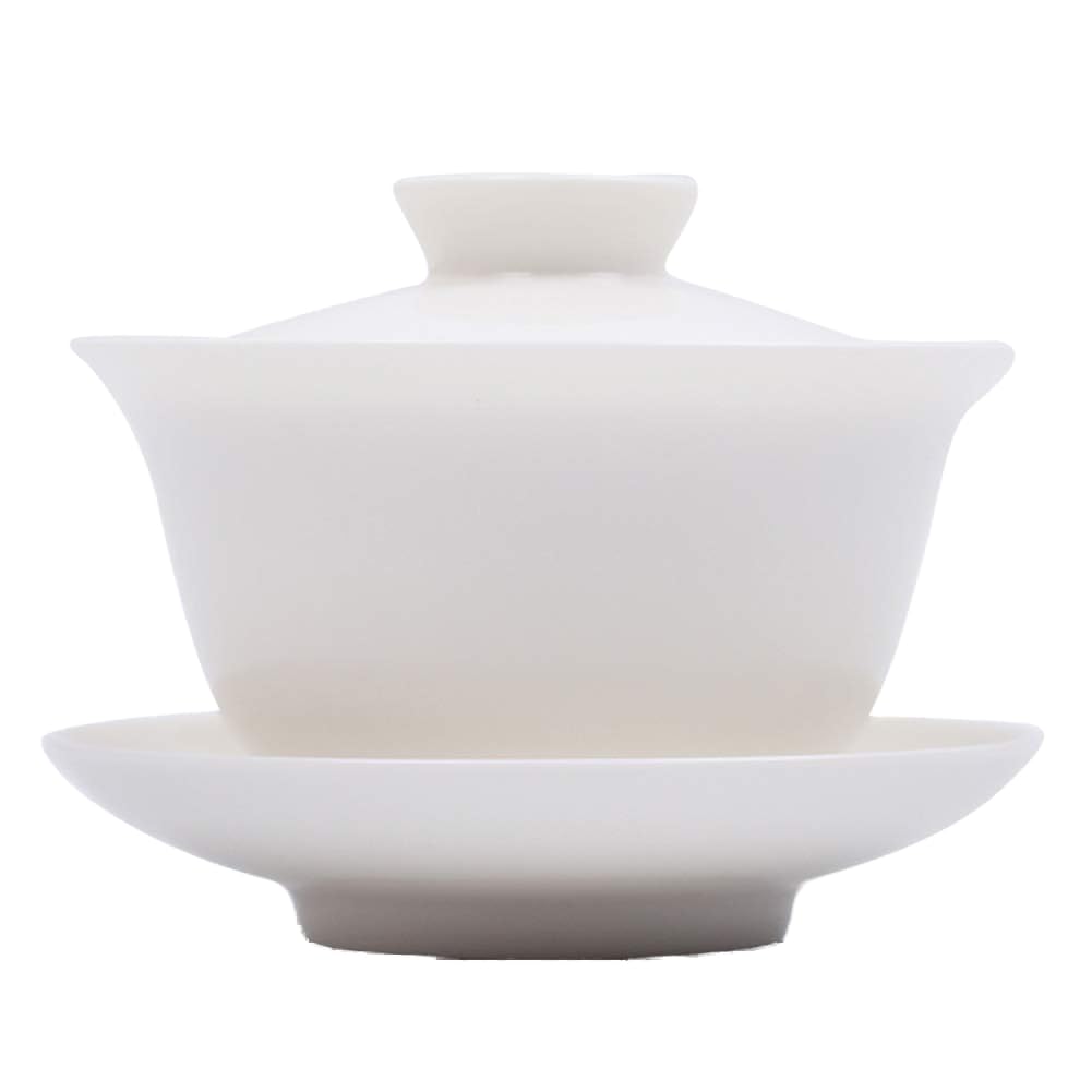 Mozentea Gaiwan, Chinese Traditional Ceramic Gai Wan Cup for Gongfu Tea Brewing Green/Oolong/Pu-erh/Herbal Teas U-Y-G3 (White)