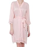 Women's Satin Lace Bride & Bridesmaid Robes (Blush)