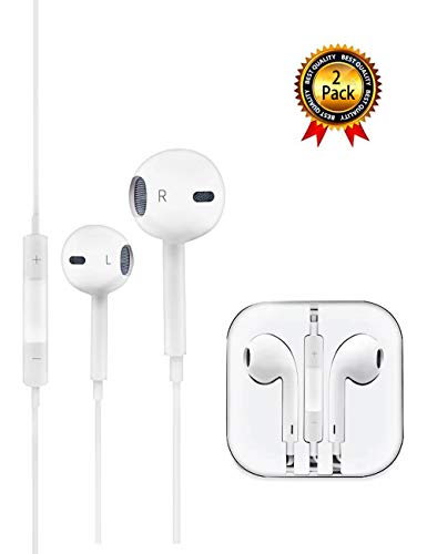 Headphones/Earphones/Earbuds, in-Ear Wired Noise Canceling Earphones for iPad/iPhone/Galaxy/Android Smartphones/Tablets/MP3/MP4, Built-in Remote Control and Microphone[2Pack]
