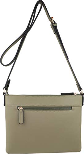 B BRENTANO Vegan Multi-Zipper Crossbody Handbag Purse with Tassel Accents (Martini Olive)