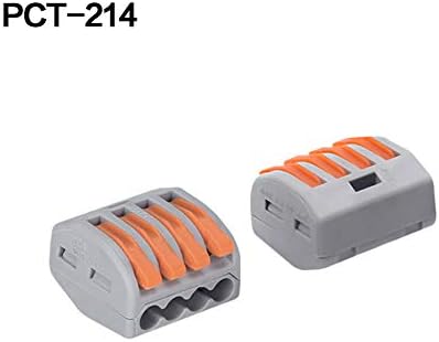 10 Pcs Universal Wago Type Wiring Cable Connector,AIMENGTE Push-in Terminal Block Conductor 222-412 413 414 415 418 SPL-2 3 Wire Connectors. (PCT-214)