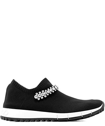 JIMMY CHOO Women's Veronacwkblackcrystal Black Fabric Slip On Sneakers