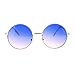 2 Tone Color Lens Retro Vintage Style Round Circle Hippie Groovy Sunglasses Blue Pink