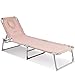 Goplus Adjustable Chaise Lounge Chair Recliner w/Sunbathing Tanning Face Down Hole for Beach Outdoor Pool Patio Deck (Apricot)