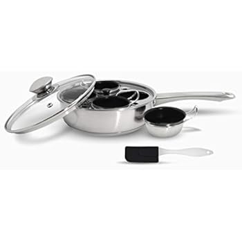 ExcelSteel 521 Non Stick Easy Use Rust Resistant Home Kitchen Breakfast Brunch Induction Cooktop Egg Poacher, 4 Cups, 18/10 Stainless Steel