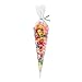 200 Clear Cone Shaped Treat Bags with Twist Ties 4'' - 1.4 mils Thick OPP Plastic Cello Bags Triangle for Favor Christmas Candy Popcorn