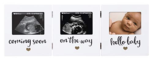 Pearhead Triple Sonogram Keepsake Photo Frame, Baby Keepsake Picture Frame, Gender-Neutral Baby Nursery Décor, Baby's First Christmas Gifts, Baby Gift Ideas, Holiday Stocking Stuffer, White