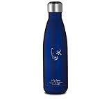 Swig Savvy 17oz Stainless Steel Insulated Water Bottle Condensation Free with Vacuum Double Wall Construction. Cola Shaped, Perfect Bottles for Outdoor Sports Camping Hiking Cycling (Blue, 17oz)