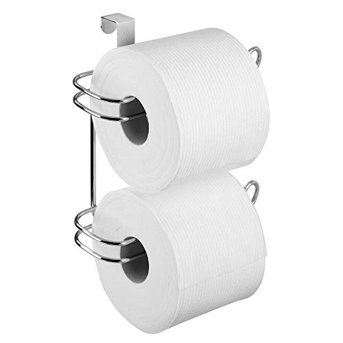 mDesign Steel Hanging Over The Tank Toilet Paper Holder Toilet Paper Roll Holder Dispenser for