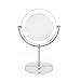 Milzie Portable Double Sided Makeup Mirror with Natural White LED Lights, 1x/10x Magnification Lighted Makeup Mirror for Bathroom or Bedroom Countertop, with Rechargeable Battery and Wireless