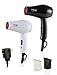 HTG 1000W Tourmaline Dual Voltage Travel Hair Dryer 100-240V With Folding Handle and Light Weight Hair Dryer Real 1000W Mini Hair Dryer Dual Voltage Folding Handle ALCI Plug Travel Blow Dryer (Black)