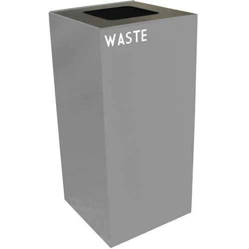 Witt Industries 32GC03-SL Steel 32-Gallon Geo Cube Recycling Container, Square Opening, Legend "Waste", Square, 15" Width x 15" Depth x 32" Height, Slate