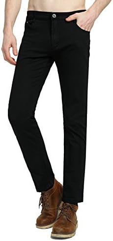 Hochock Men's Skinny Stretch Elastic Jeans Slim Fit Comfy Fashionable Pants Black W32
