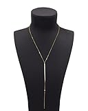 Geerier Gold Chain Y Type Simple Bar Necklace Pendant Long Lariat Necklace
