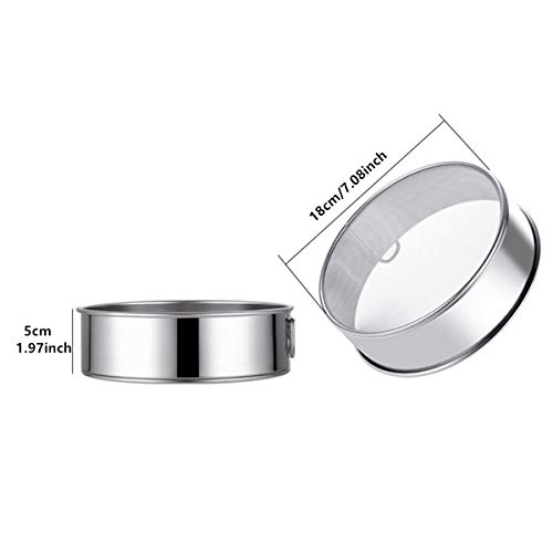 Keysui Stainless Steel Flour Sifter – 18cm Fine Mesh Sieve For Baking & Cooking