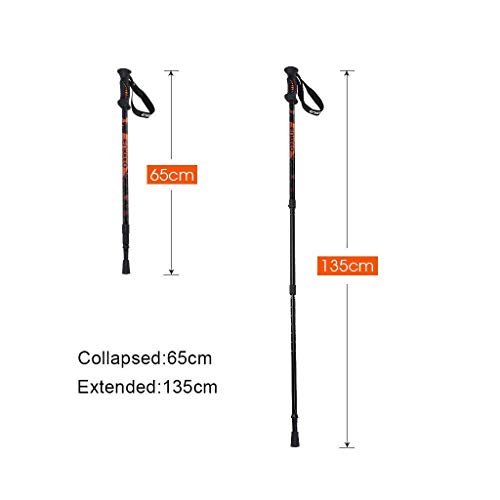 ENKEEO Trekking Poles Anti Shock & Quick Lock Hiking Poles Ultralight Collapsible Trail Walking Stick with Durable Aluminum (Black and Orange, 1 Pair / 2 Pack) - Thumbnail 2