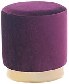YCSD Small Round Ottomans Footstool,Change Shoes Upholstered Stool With Gold Plating Base,Solid Wood Frame (color : 03, Size : H35cm)