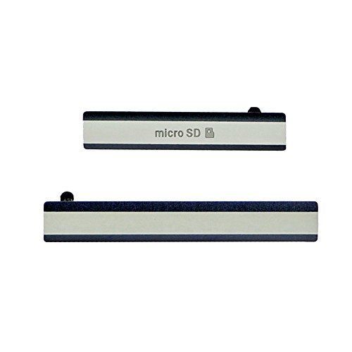 LUVSS New Anti Dust Plug Set Replacement Part for Sony Xperia Z2 L50w D6502 D6503 USB Charging Port Cover Cap + SIM Card Tray / Micro SD Card Slot Plug (Black)