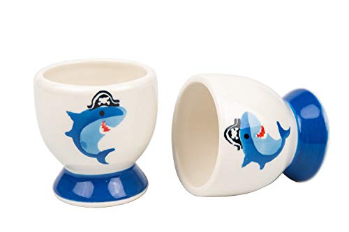 image for WD store WD- Pack of 2 Pcs Shark hand paint Cute Ceramic Soft Boiled E