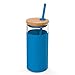 Tronco 20oz Glass Tumbler Straw Silicone Protective Sleeve Bamboo Lid - BPA Free (Blue Ice)