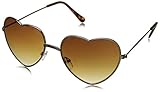 Womens Fashion Thin Metal Cute Heart Shaped Sunglasses (Gold)