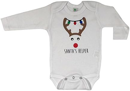 Baby Girl and Boy Christmas Ultra Soft Long-Sleeved Baby Bodysuit with Santa, Reindeer, First Christmas, Mistletoe Styles Available, Preemie-18 Months (Santas Helper, 12 Months)