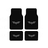 A Set of 4 Universal Fit Front and Rear Logo Plush Carpet Floor Mats- The Dark Knight Batman Logo