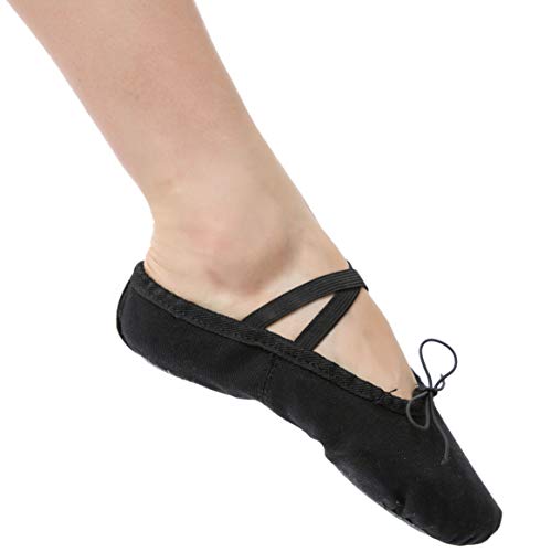 Nexete Toddler Kid Girl Classic #1 Canvas Ballet Dance Split-Sole Slipper Shoes (Toddler 6 M, Black) - Thumbnail 2