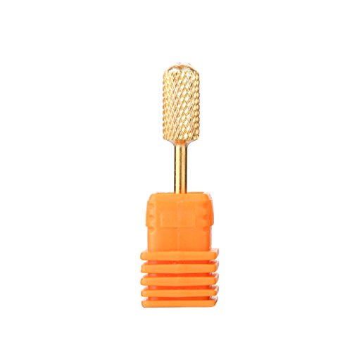 Makartt Safety Nail Drill Bit Gold Carbide Carbide Bit Medium Round Gold Nail Art Tools Nail File Bit Remove Gel Polish Dip Powder Poly Nail Gel Drill Bit 3/32