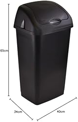 Easy Shopping 60L Swing Bin Black with Curved Lid Plastic Dustbin view 10