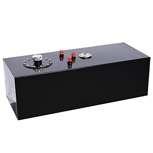 SUNROAD 15Gallon 60L Top Feed Fuel Cell Gas Tank Aluminum Polished Racing Street Drift Strip Fuel Cell Tank with Level Sender Black