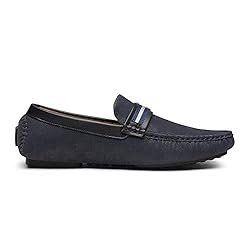 Bruno Marc Men's Santoni-05 Navy Penny Loafers